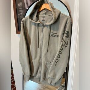 Ford Bronco Olive Zip-Up Hoodie